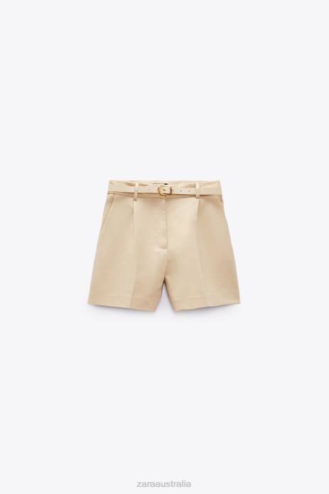 Double Faced Belted Shorts 822X532 Zara Clothing Women Taupe Brown