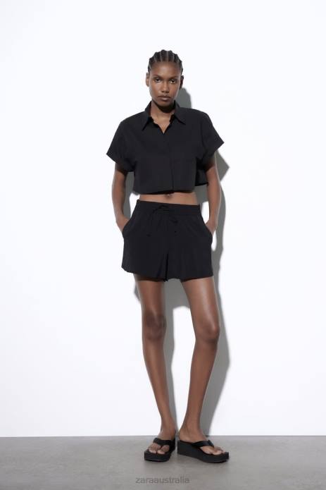 Drawstring Shorts 822X619 Zara Clothing Women Black