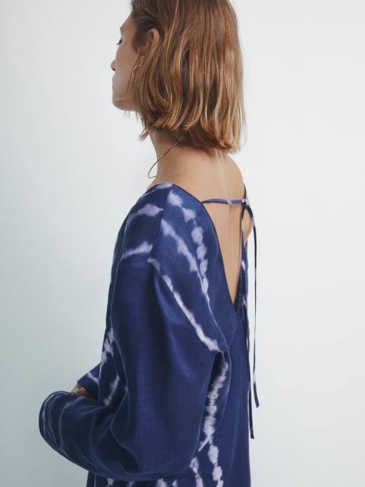 Blue 100% Linen Tie-Dye Kaftan 822X839 Zara Clothing Women Light Blue