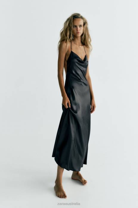 Foil Slip Dress 822X934 Zara Clothing Women Black