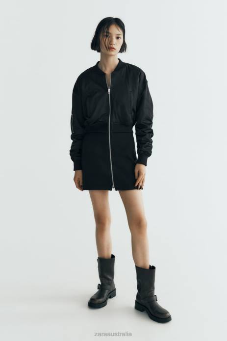 Mini Bomber Dress 822X241 Zara Clothing Women Black