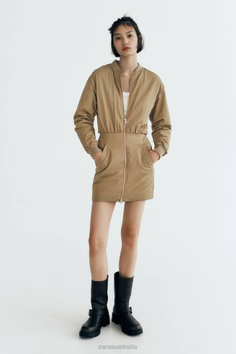 Mini Bomber Dress 822X242 Zara Clothing Women Olive Green