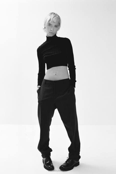 Crop Ribbed Knit Sweater 822X480 Zara Clothing Women Black