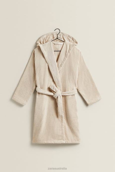 Cotton Bathrobe With Hood 822X1743 Zara Clothing Women Sand