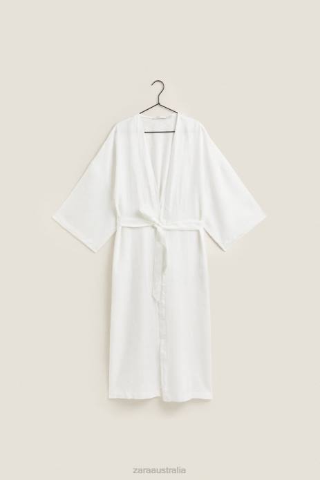 Linen Robe 822X1818 Zara Clothing Women Ecru