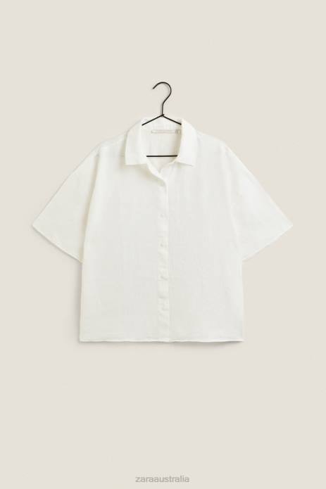 Linen Shirt 822X1814 Zara Clothing Women Ecru