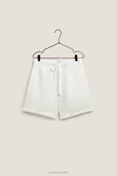 Linen Shorts 822X1815 Zara Clothing Women Ecru