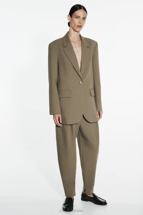 Oversized Straight Cut Blazer 822X904 Zara Clothing Women Khaki