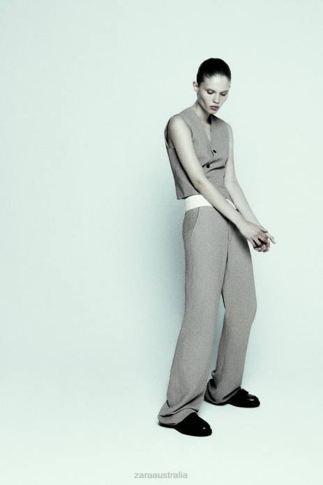Asymmetric Double Breasted Vest Limited Edition 822X185 Zara Clothing Women Gray