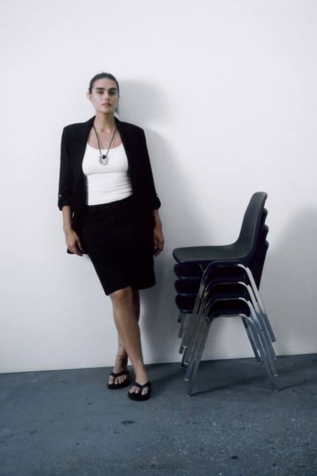 Blazer With Rolled-Up Sleeves 822X155 Zara Clothing Women Black