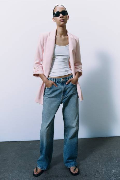 Blazer With Rolled-Up Sleeves 822X170 Zara Clothing Women Pink
