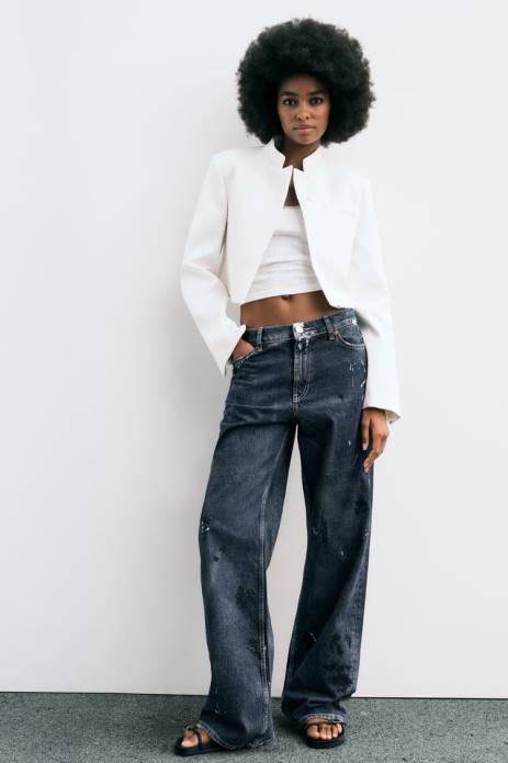 Crop Blazer 822X163 Zara Clothing Women Oyster White