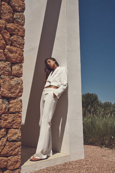 Cropped Double Breasted Blazer 822X177 Zara Clothing Women Oyster White