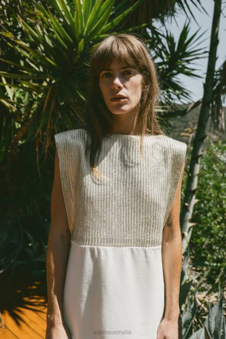 Contrasting Foil Vest 822X252 Zara Clothing Women Ecru