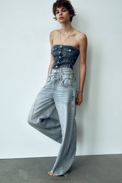 Denim Trf Corset Top 822X281 Zara Clothing Women Blue