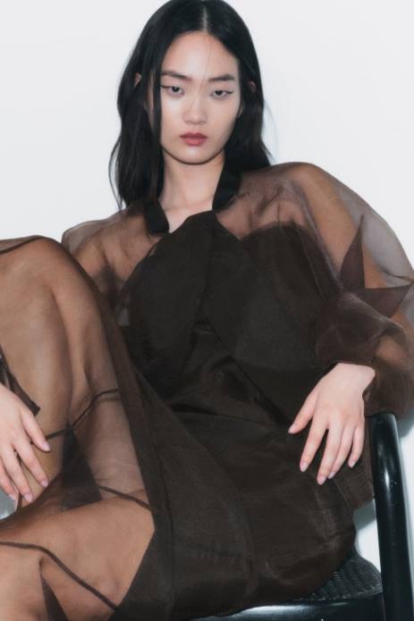 Contrasting Organza Bomber Jacket 822X99 Zara Clothing Women Brown