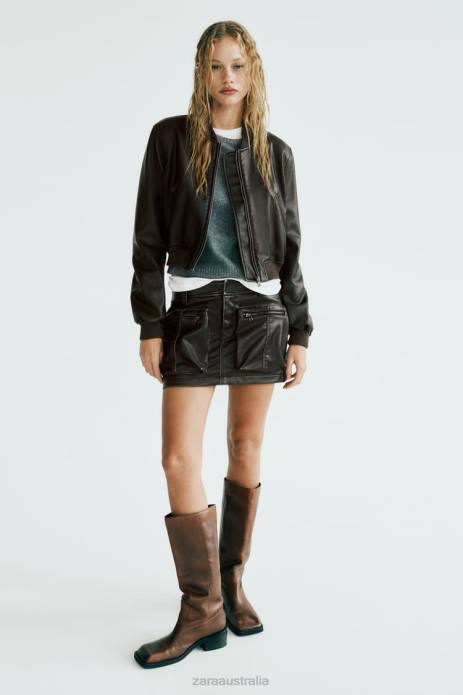 Faux Leather Bomber 822X26 Zara Clothing Women Black