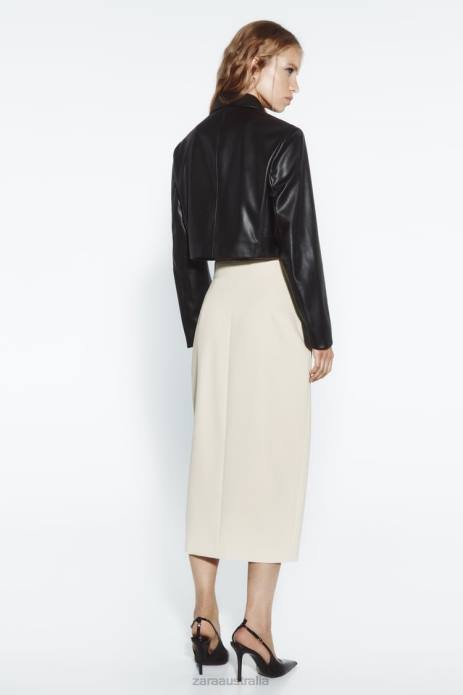 Faux Leather Crop Jacket 822X47 Zara Clothing Women Black