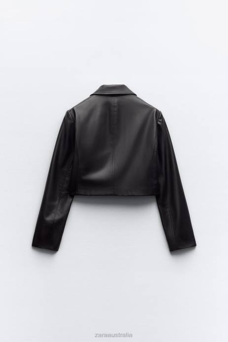 Faux Leather Crop Jacket 822X47 Zara Clothing Women Black