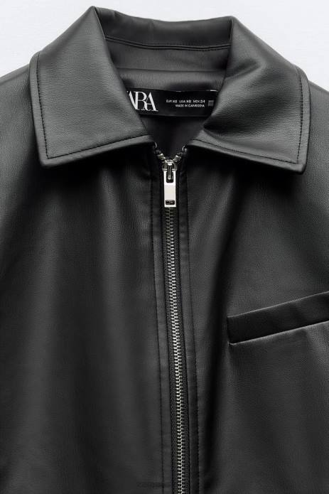 Faux Leather Crop Jacket 822X47 Zara Clothing Women Black