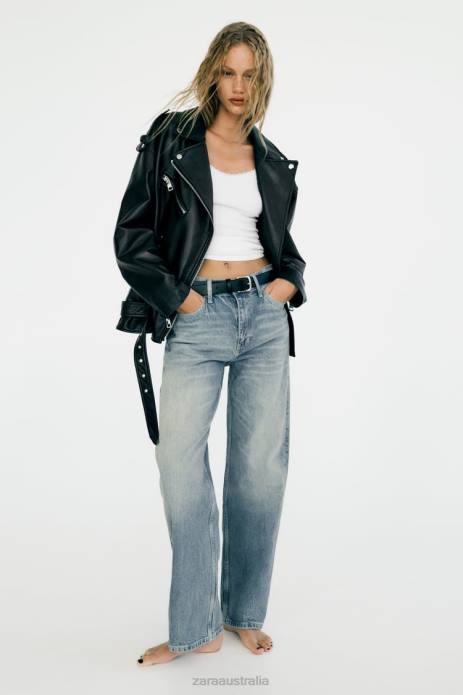 Faux Leather Oversized Jacket 822X32 Zara Clothing Women Black