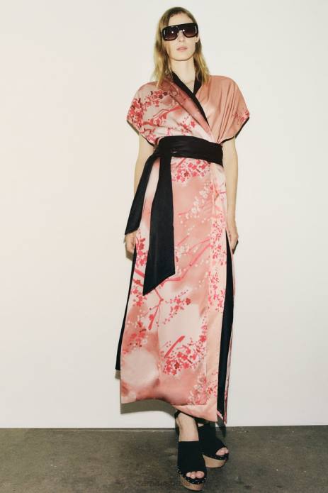Long Printed Kimono 822X105 Zara Clothing Women Pink