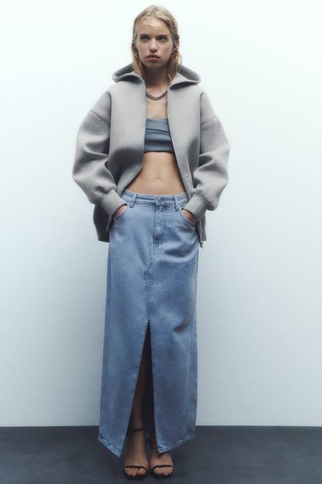 Neoprene Effect Jacket 822X23 Zara Clothing Women Gray