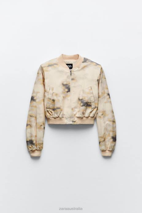 Printed Bomber 822X43 Zara Clothing Women Beige