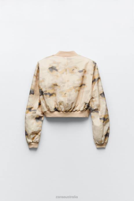 Printed Bomber 822X43 Zara Clothing Women Beige