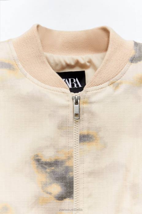 Printed Bomber 822X43 Zara Clothing Women Beige