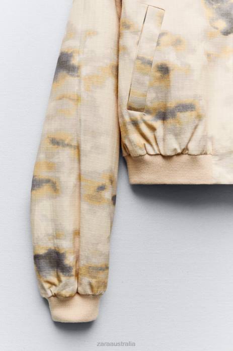 Printed Bomber 822X43 Zara Clothing Women Beige