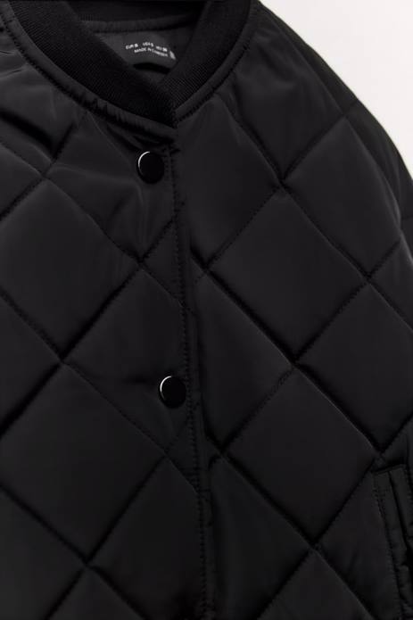 Quilted Cropped Bomber Jacket 822X46 Zara Clothing Women Black