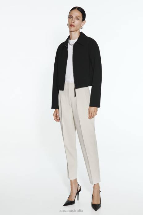 Shirt Style Bomber Jacket 822X44 Zara Clothing Women Black