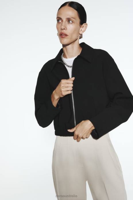 Shirt Style Bomber Jacket 822X44 Zara Clothing Women Black