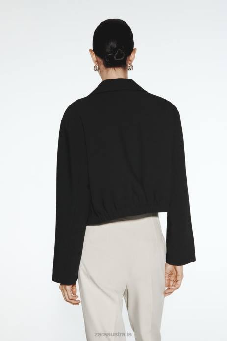 Shirt Style Bomber Jacket 822X44 Zara Clothing Women Black