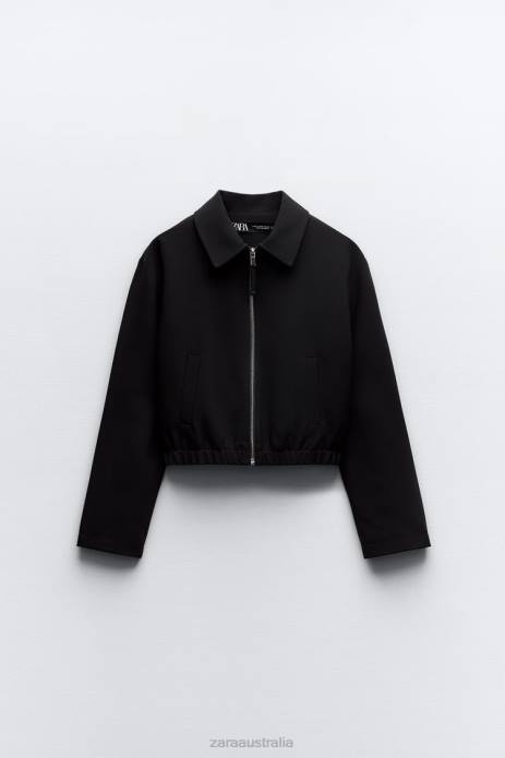 Shirt Style Bomber Jacket 822X44 Zara Clothing Women Black