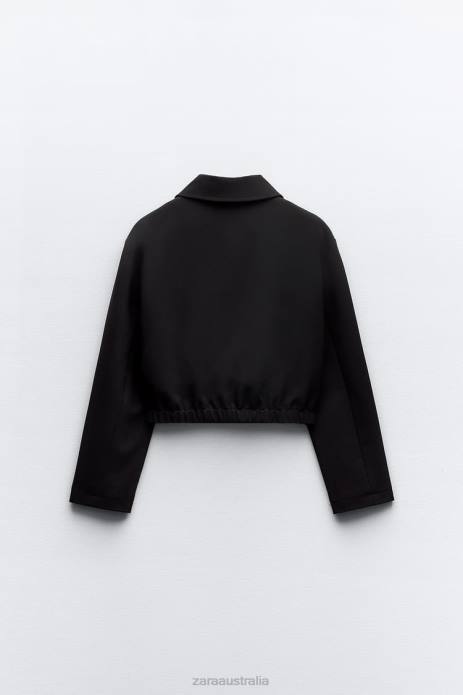 Shirt Style Bomber Jacket 822X44 Zara Clothing Women Black