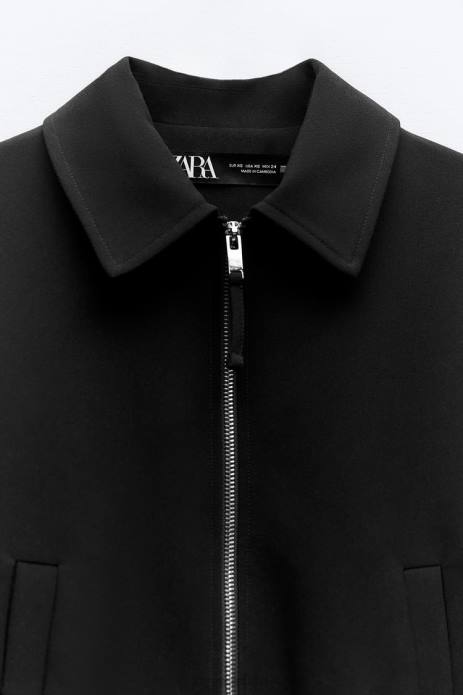 Shirt Style Bomber Jacket 822X44 Zara Clothing Women Black