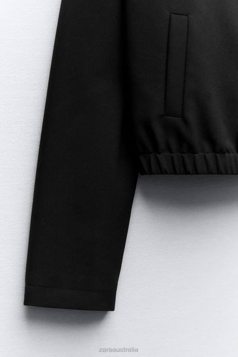 Shirt Style Bomber Jacket 822X44 Zara Clothing Women Black