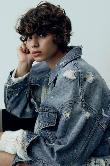 Trf Crop Denim Jacket 822X50 Zara Clothing Women Blue