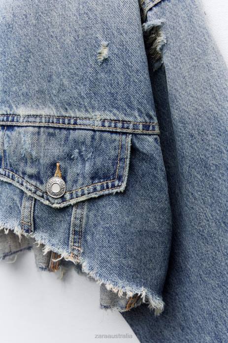 Trf Crop Denim Jacket 822X50 Zara Clothing Women Blue