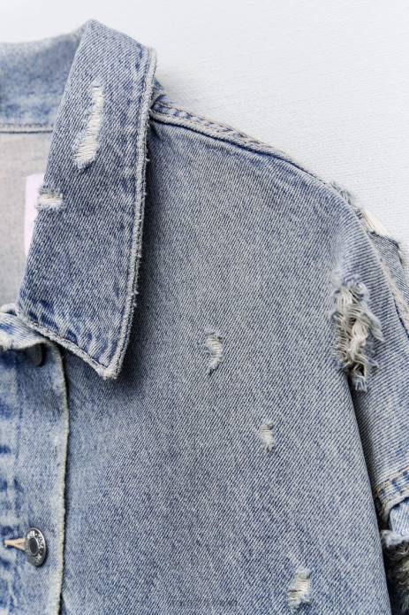 Trf Crop Denim Jacket 822X50 Zara Clothing Women Blue