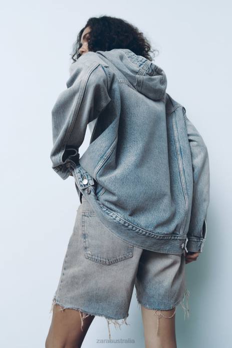 Trf Denim Sweatshirt 822X45 Zara Clothing Women Blue