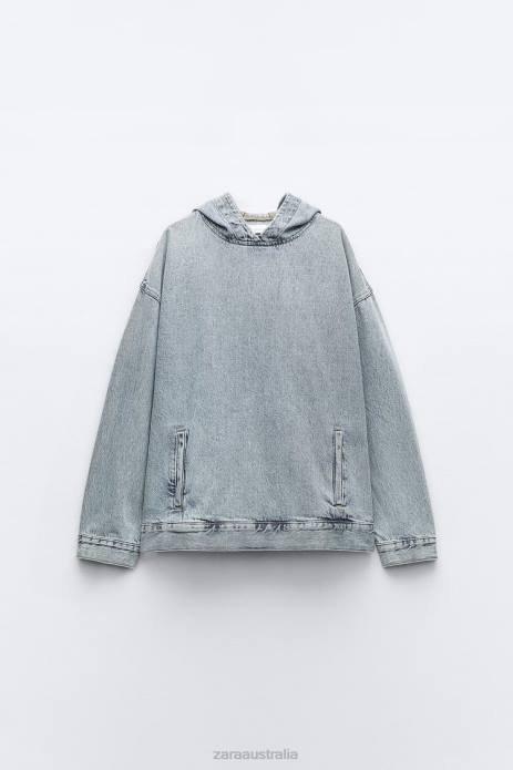 Trf Denim Sweatshirt 822X45 Zara Clothing Women Blue