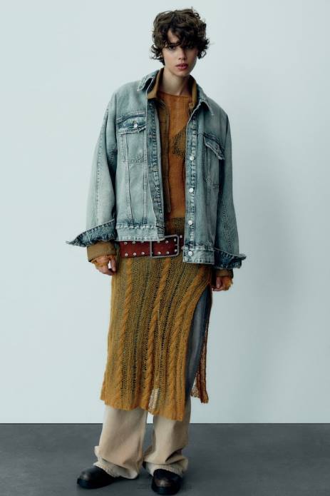 Trf Oversized Denim Jacket 822X91 Zara Clothing Women Light Blue
