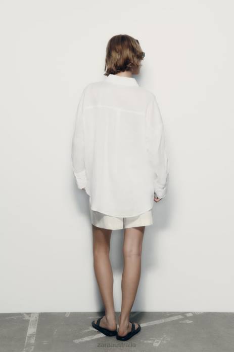 100% Linen Shirt 822X303 Zara Clothing Women White