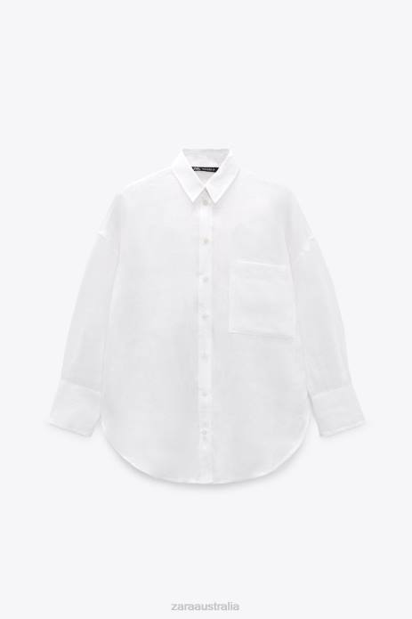 100% Linen Shirt 822X303 Zara Clothing Women White