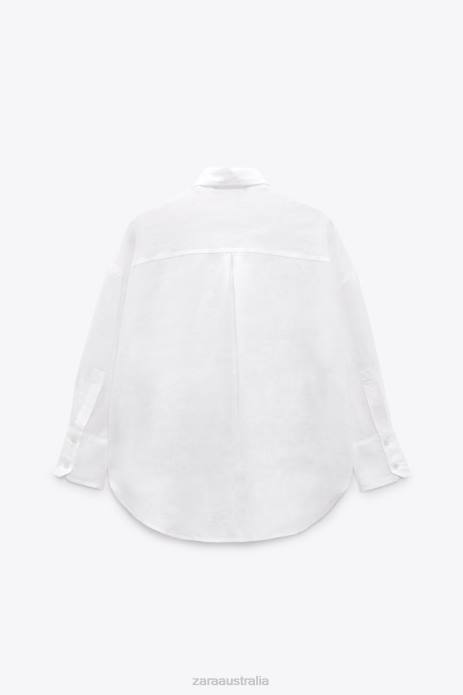 100% Linen Shirt 822X303 Zara Clothing Women White