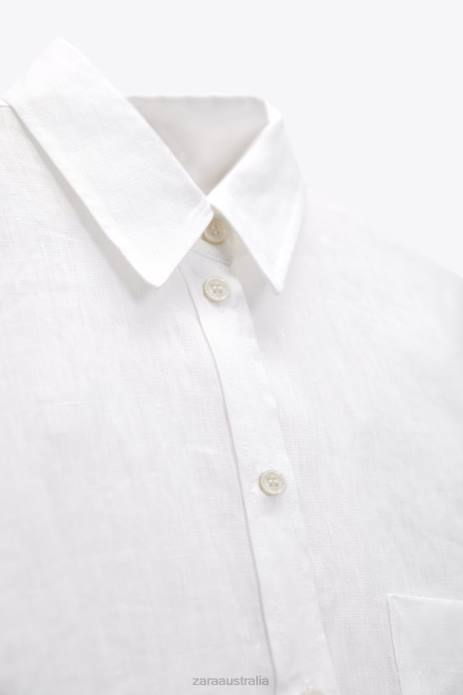 100% Linen Shirt 822X303 Zara Clothing Women White