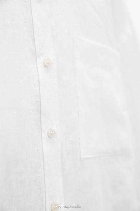 100% Linen Shirt 822X303 Zara Clothing Women White
